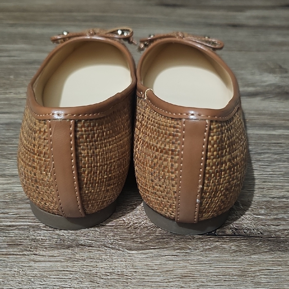 Nine West Tan Woven Flats with Bow - Picture 7 of 11